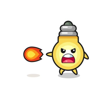 cute light bulb mascot is shooting fire power , cute design