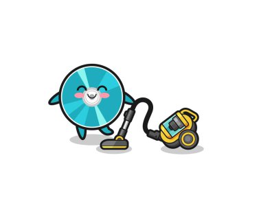 cute optical disc holding vacuum cleaner illustration , cute design