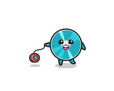 cartoon of cute optical disc playing a yoyo , cute design