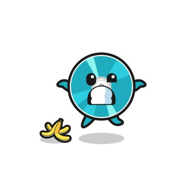 optical disc cartoon is slip on a banana peel , cute design