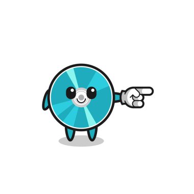 optical disc mascot with pointing right gesture , cute design