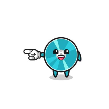 optical disc cartoon with pointing left gesture , cute design