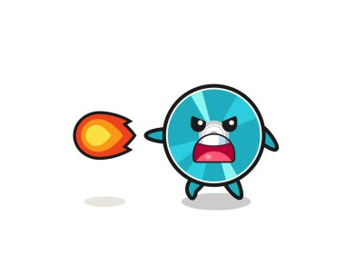 cute optical disc mascot is shooting fire power , cute design