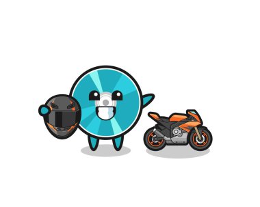 cute optical disc cartoon as a motorcycle racer , cute design