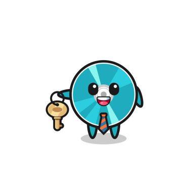 cute optical disc as a real estate agent mascot , cute design