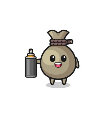 the cute money sack as a graffiti bomber , cute design