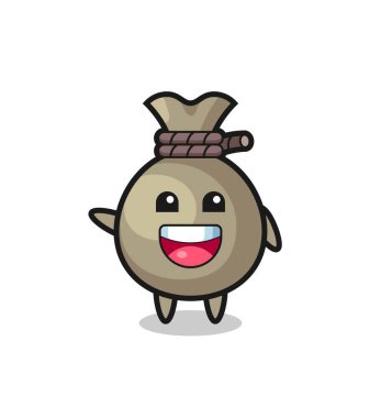 happy money sack cute mascot character , cute design
