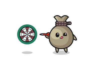 cute money sack is playing dart , cute design