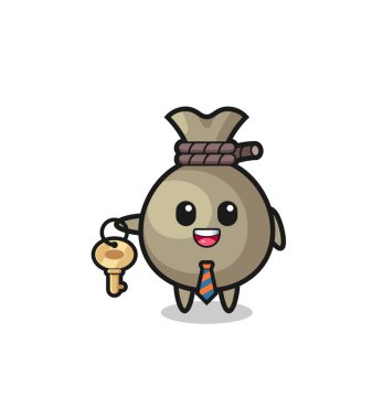 cute money sack as a real estate agent mascot , cute design