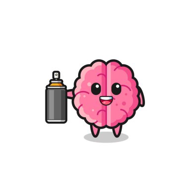 the cute brain as a graffiti bomber , cute design