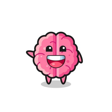 happy brain cute mascot character , cute design