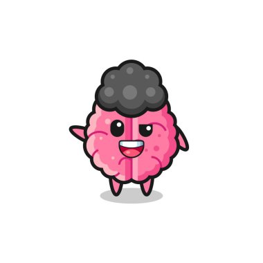 brain character as the afro boy , cute design