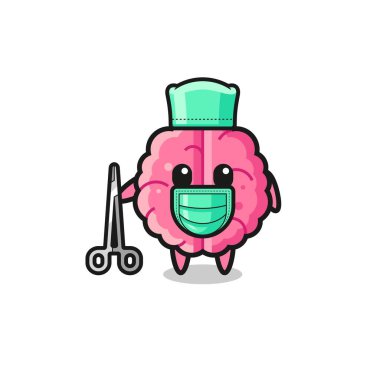 surgeon brain mascot character , cute design