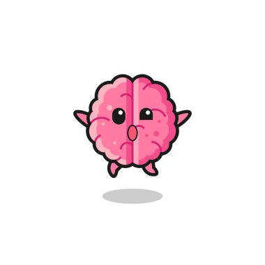 brain character is jumping gesture , cute design