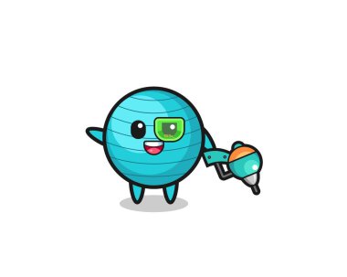 exercise ball cartoon as future warrior mascot , cute design