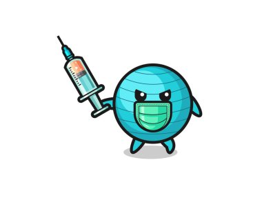 illustration of the exercise ball to fight the virus , cute design