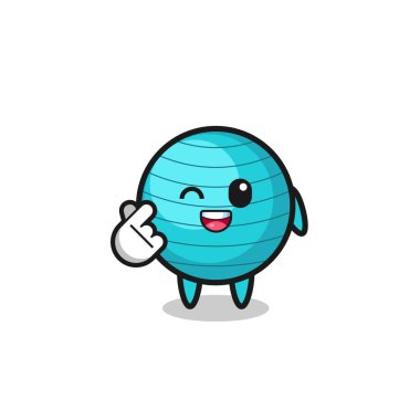 exercise ball character doing Korean finger heart , cute design