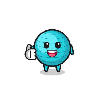 exercise ball mascot doing thumbs up gesture , cute design