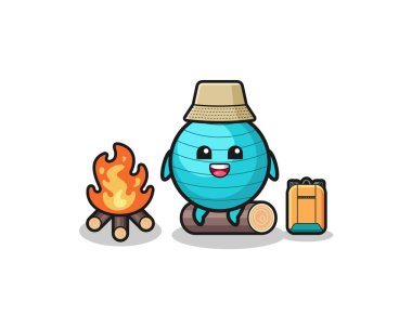 camping illustration of the exercise ball cartoon , cute design