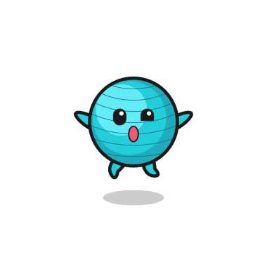 exercise ball character is jumping gesture , cute design