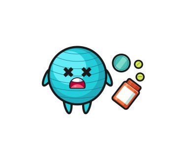 illustration of overdose exercise ball character , cute design