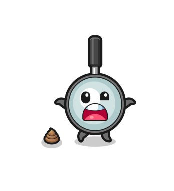 magnifying glass earth surprised to meet poop , cute design