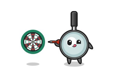 cute magnifying glass is playing dart , cute design
