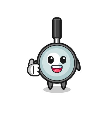 magnifying glass mascot doing thumbs up gesture , cute design