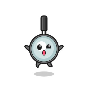 magnifying glass character is jumping gesture , cute design