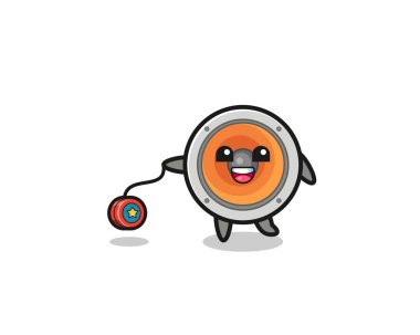 cartoon of cute loudspeaker playing a yoyo , cute design