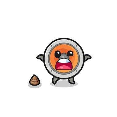 loudspeaker earth surprised to meet poop , cute design