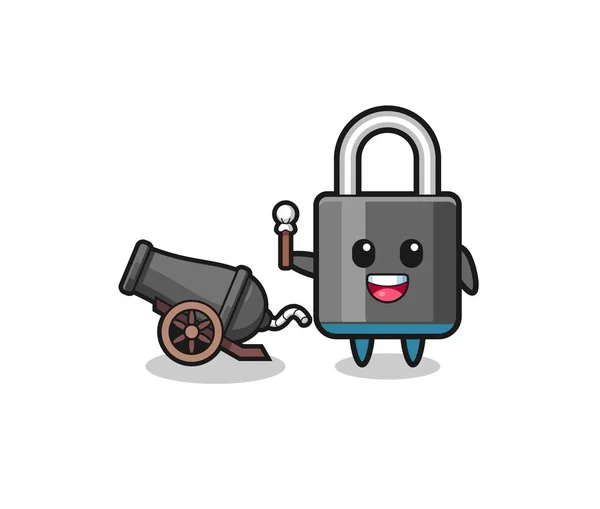 Cute Padlock Shoot Using Cannon Cute Design — Wektor stockowy