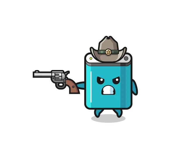 Power Bank Cowboy Shooting Gun Cute Design — Vetor de Stock