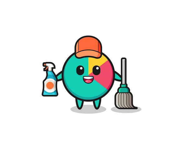 Cute Chart Character Cleaning Services Mascot Cute Design — Wektor stockowy