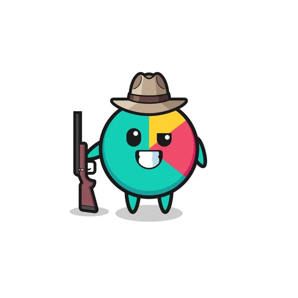 Chart Hunter Mascot Holding Gun Cute Design — Stock Vector