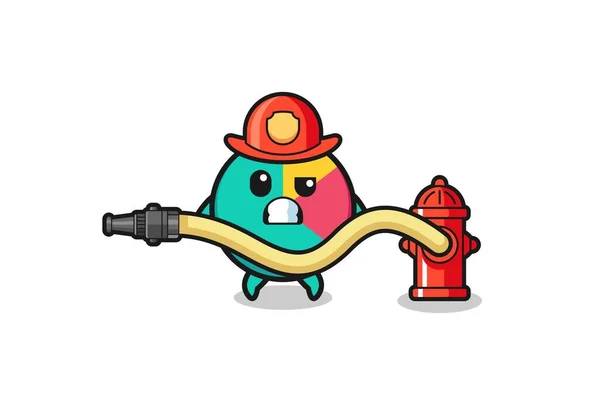Chart Cartoon Firefighter Mascot Water Hose Cute Design —  Vetores de Stock