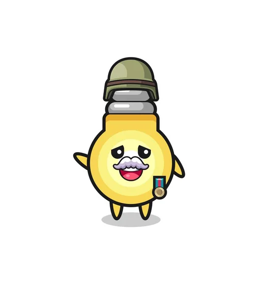 Cute Light Bulb Veteran Cartoon Cute Design — Image vectorielle