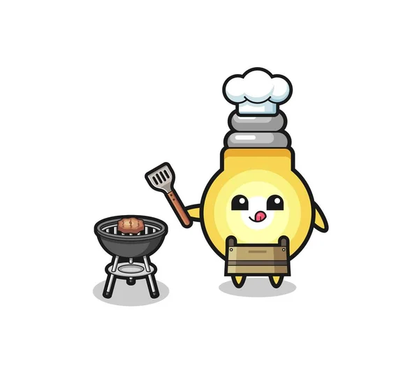 Light Bulb Barbeque Chef Grill Cute Design — Stockvektor