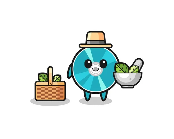 Optical Disc Herbalist Cute Cartoon Cute Design — Stockvektor