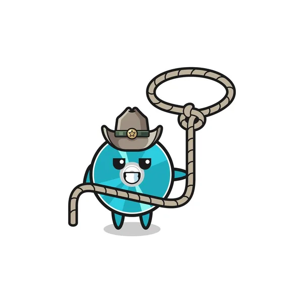 Optical Disc Cowboy Lasso Rope Cute Design — Wektor stockowy