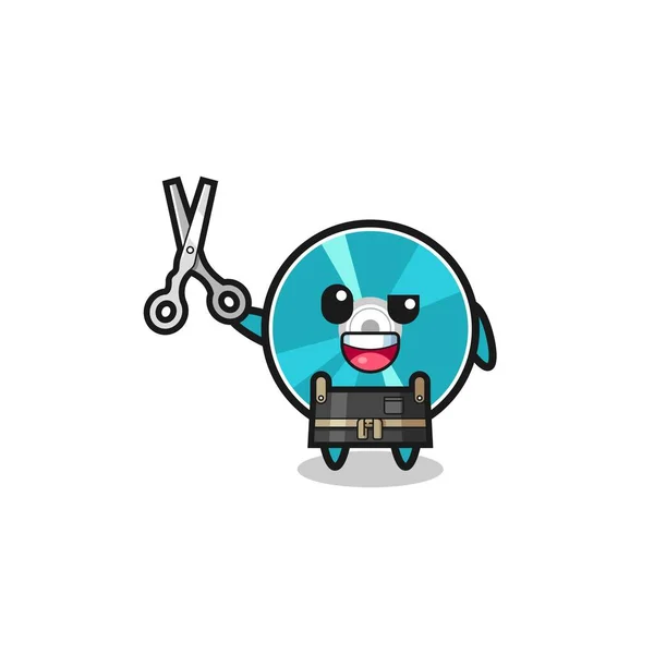 Optical Disc Character Barbershop Mascot Cute Design — Stockvektor