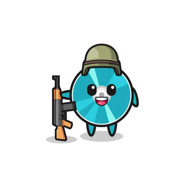 Cute Optical Disc Mascot Soldier Cute Design — Stock Vector