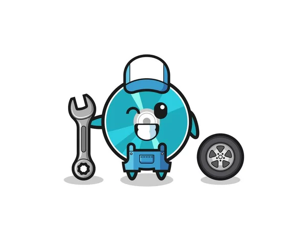 Optical Disc Character Mechanic Mascot Cute Design — Stock vektor