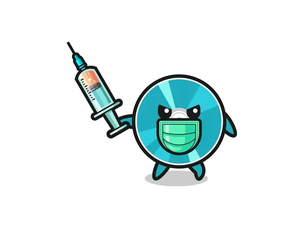 Illustration Optical Disc Fight Virus Cute Design — Stockvektor