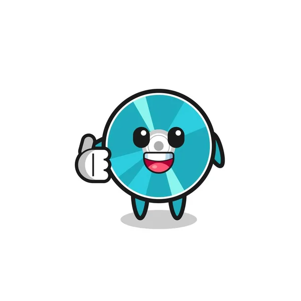 Optical Disc Mascot Doing Thumbs Gesture Cute Design — Stockvektor