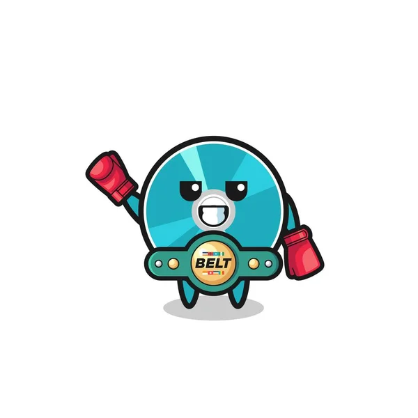 Optical Disc Boxer Mascot Character Cute Design — Archivo Imágenes Vectoriales