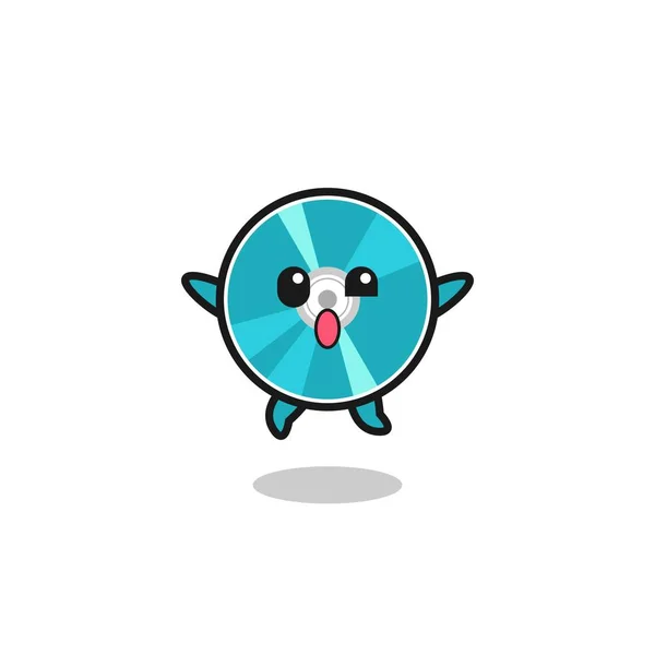 Optical Disc Character Jumping Gesture Cute Design — 스톡 벡터
