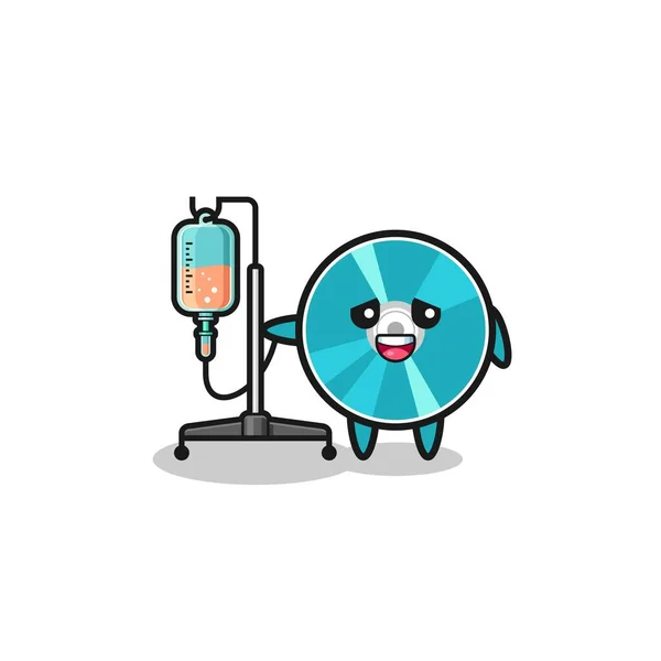 Cute Optical Disc Character Standing Infusion Pole Cute Design — Archivo Imágenes Vectoriales