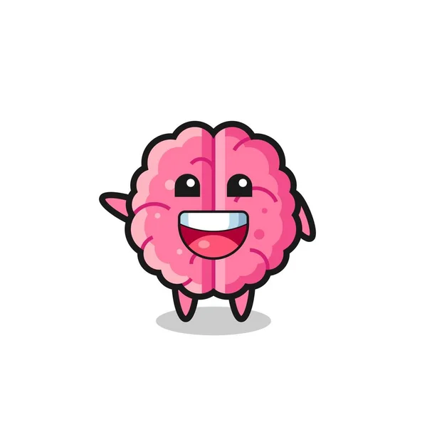 Happy Brain Cute Mascot Character Cute Design — Vettoriale Stock