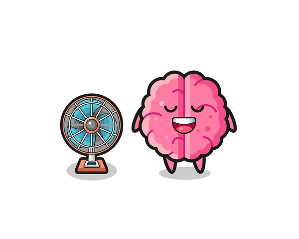 cute brain is standing in front of the fan , cute design